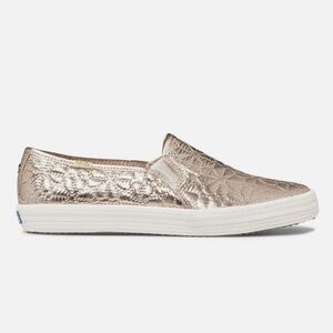 Kate Spade Keds Rose Gold Quilted Slip-On Casual Sneakers